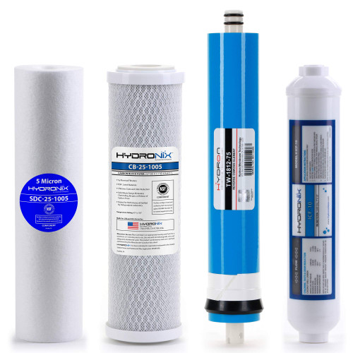 Smart Pack Reverse Osmosis Replacement Filter Set RO Cartridges 4 Stage w/ 75 GPD Membrane Smart Pack Reverse Osmosis Replacement Filter Set RO Cartridges 4 Stage w/ 75 GPD Membrane