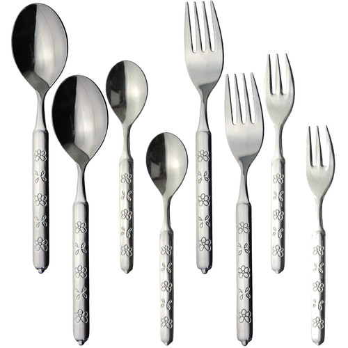 Nagao Herb Dinner Cutlery Set, 8 Pieces, 18-0 Stainless Steel, Dishwasher Safe, Made in Japan