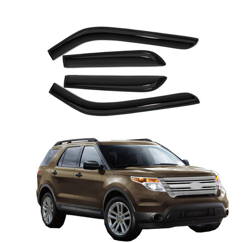 Gldifa 4pc Sun Rain Guards Window Visor Wind Deflector Compatible with Explorer 2011-2019 Smoke 94293