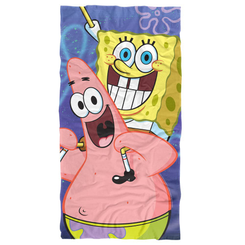 LOGOVISION Spongebob Beach Towel, 30"x60", Spongebob and Patrick Cropped Beach Towel