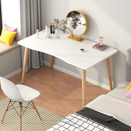 Wilitto Computer Desk 40", Modern Simple Style Desk, Study Writing Table, Home Office Work Desk, Gaming Desk Ergonomic Arc Design (White, 70cm)