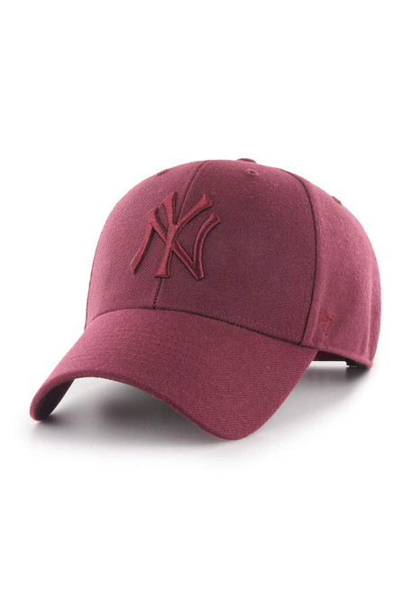 '47 Forty Seven York Yankees Tone On Tone Dark Maroon MVP Curved Visor Snapback Cap