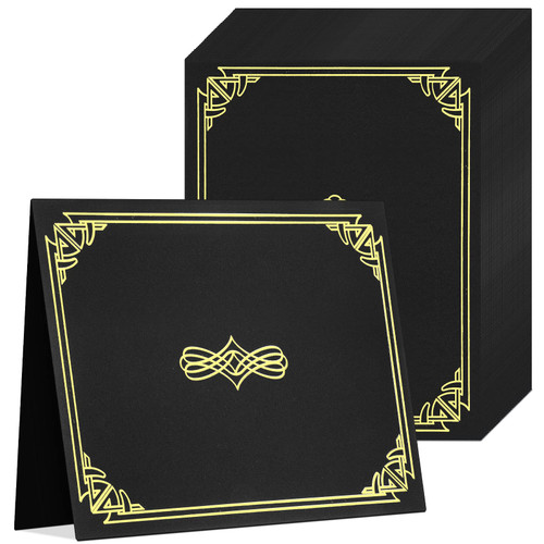 60 Pack Certificate Holders Bulk for Letter Size 8.5x11 Certificates Document Certificate Covers with Gold Foil Border Graduation Diploma Holder Award Cardboard Certificate Folder (Black)