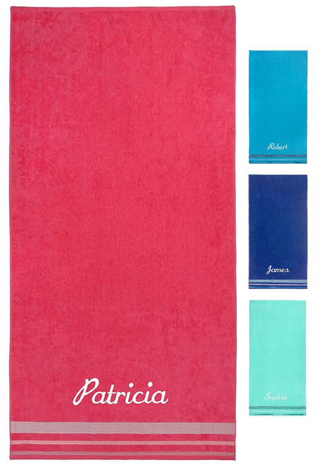 Ben Kaufman Sales Personalized 35 x 70 Inch Beach Towel Oversized | 100% Cotton, XL Beach Towel with Custom Embroidered Name | Quick-Drying, Thick Beach Towel (Coral)