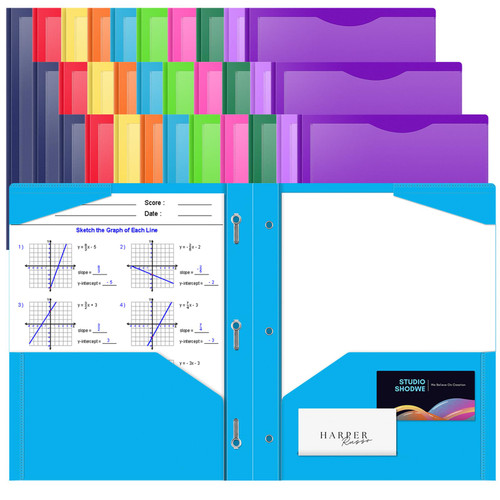 Briartw 30 Pack Colors File Folder with Clear Front Pocket,2 Pockets and 3 Prongs,Heavy Duty Plastic Pocket Folder with Prongs for Letter Size Paper,As Well As 2 Card Slots,Pocket Folders Briartw 30 Pack Colors File Folder with Clear Front Pocket,2 Pockets and 3 Prongs,Heavy Duty Plastic Pocket Folder with Prongs for Letter Size Paper,As Well As 2 Card Slots,Pocket Folders