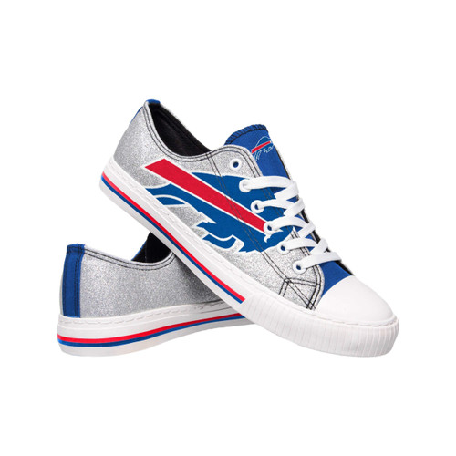 FOCO Buffalo Bills NFL Womens Glitter Low Top Canvas Shoes - 8