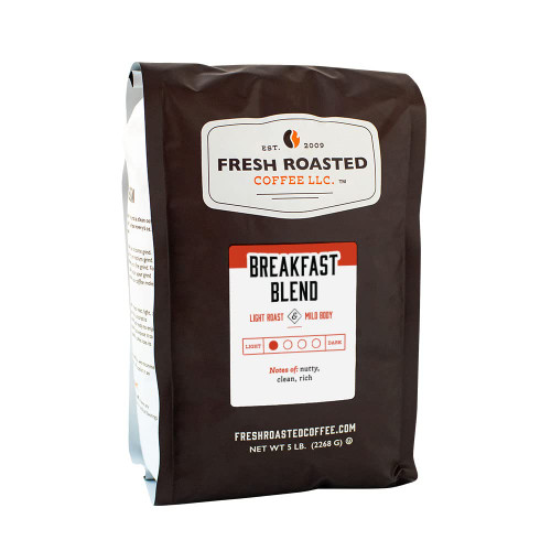 Fresh Roasted Coffee, Breakfast Blend, 5 lb (80 oz), Light Roast, Kosher, Ground