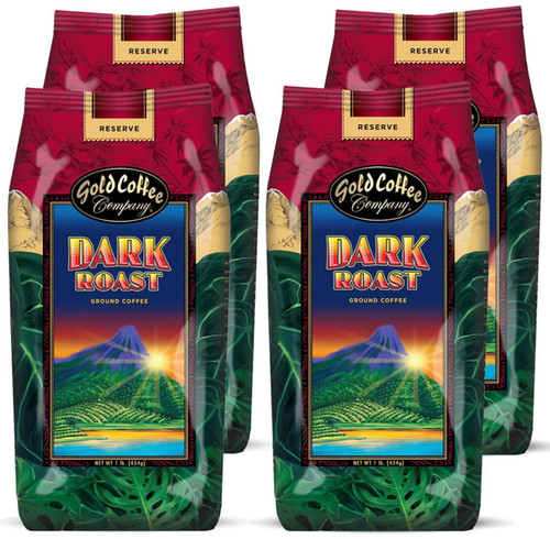 Gold Coffee Dark Roast: Ground Coffee, 1lb. (Pack of 4) - Roasted to Perfection Instant Coffee, A Medium Roast Coffee Grounds, Rich in Flavor with a Sweet, Decadent Aroma & Smooth Characteristics Gold Coffee Dark Roast: Ground Coffee, 1lb. (Pack of 4) - Roasted to Perfection Instant Coffee, A Medium Roast Coffee Grounds, Rich in Flavor with a Sweet, Decadent Aroma & Smooth Characteristics
