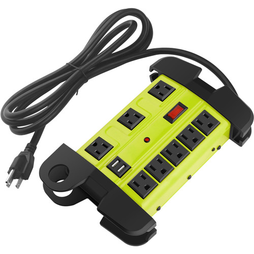 Heavy Duty Power Strip with USB, Workshop 8 Outlet Surge Protector 2700 Joules, Green Industrial Metal 15Amp Power Strip, 15 FT Extension Cord and Wide Spaced. Heavy Duty Power Strip with USB, Workshop 8 Outlet Surge Protector 2700 Joules, Green Industrial Metal 15Amp Power Strip, 15 FT Extension Cord and Wide Spaced.