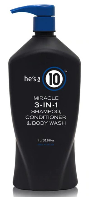 It's a 10 Haircare He's a 10 Miracle 3-IN-1 Shampoo, Conditioner & Body Wash 1 Liter