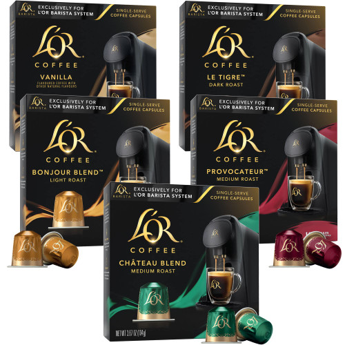 L'OR Coffee Pods, 50 Capsules Coffee Lovers Variety Pack, Single Cup Aluminum Coffee Capsules Exclusively Compatible with the L'OR BARISTA System