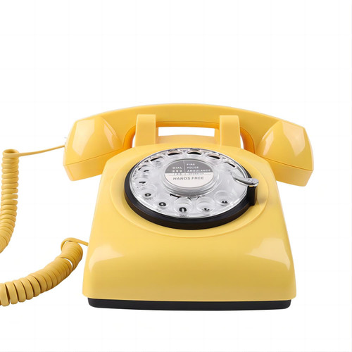 MCHEETA Rotary Phone, Retro Rotary Dial Phone, 80s Vintage Old Telephone for Landline, Corded Landline Phones for Home, Yellow