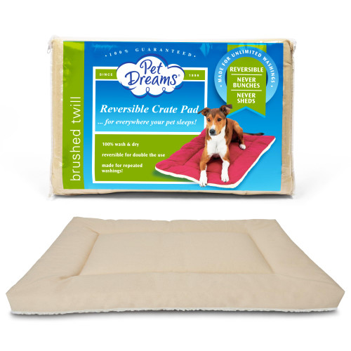 Pet Dreams Dog Crate Bed - Non Toxic Dog Bed, The Original Dog Crate Pad/Kennel Mat, Soft Dog Kennel Bed, Reversible Crate Mats for Dog Cages, Dog Crate Pads Washable (Khaki, Large 36 Inch Crate Pad) Pet Dreams Dog Crate Bed - Non Toxic Dog Bed, The Original Dog Crate Pad/Kennel Mat, Soft Dog Kennel Bed, Reversible Crate Mats for Dog Cages, Dog Crate Pads Washable (Khaki, Large 36 Inch Crate Pad)