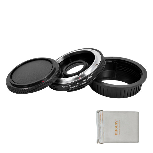 PHOLSY Lens Mount Adapter Manual Focus with Aperture Lever, Optical Glass and Cap Compatible with Canon FD FL Mount Lens to Canon EOS EF-Mount Camera Body, FD to EOS, FD to EF