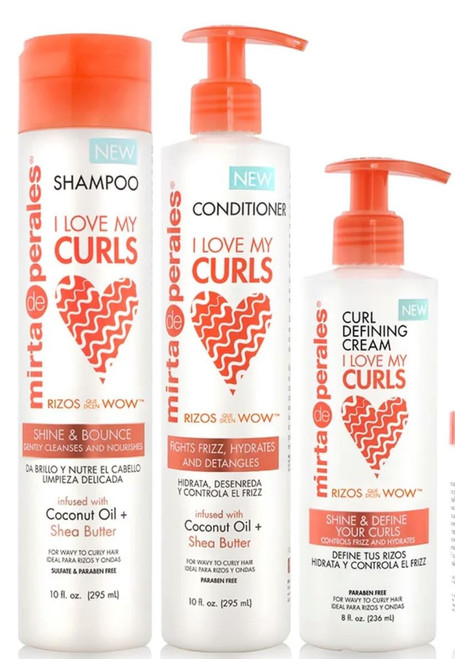 Shampoo for Curly, Wavy, Kinky-Coily Hair Moisturizing Shampoo - Hair Care Products for Soft, Smooth Curl Definition - Includes Shampoo, Conditioner, Curl defining Cream and Hair Mask. Bounce curl hair products. Mirta de Perales (Basic Set)