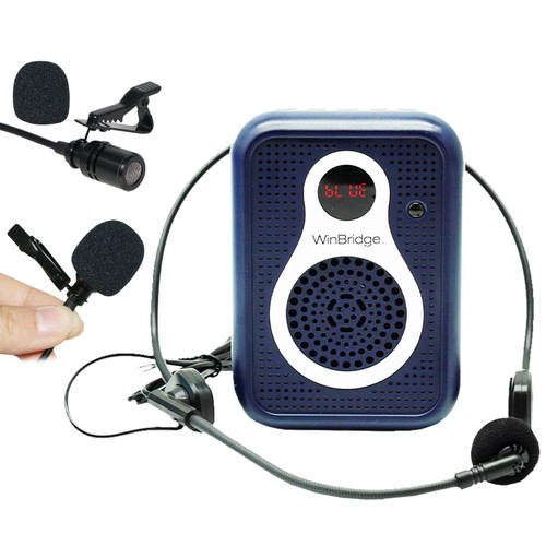 W WINBRIDGE Voice Amplifier with Lapel Microphone and Headset Microphone for Teachers, Portable Mini Pa System, Bluetooth Speaker and Microphone for Teachers, Coaches, Training, Tour Guide S208
