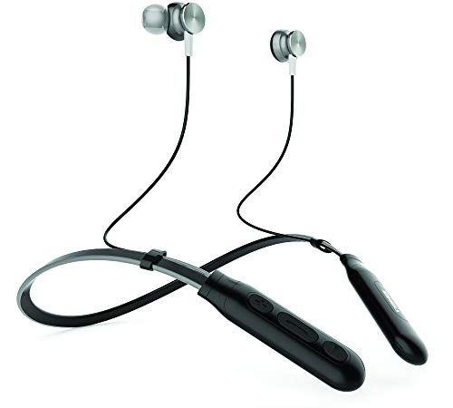 NAXA Electronics NE-971 Bluetooth Neckband Earphones with Built-in Microphone, Silver