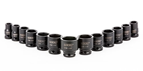 MaxWorks 80780 1/2" Drive SAE Impact Socket Set With Laser Etched Size Marking (13 Piece)