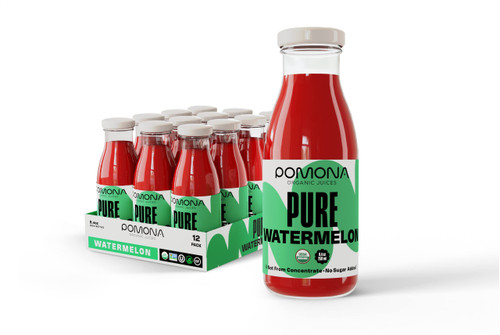 Pomona Organic Juices Pure Watermelon Juice, Cold Pressed Organic Juice, Non-GMO, No Sugar Added, Not from Concentrate, Gluten Free, Kosher Certified, Preservative Free, 8.4 Ounce (Pack of 12)