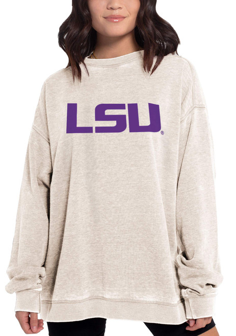 Chicka-d NCAA LSU Tigers Womens Campus Crew Pullover, Oatmeal, Medium (449_NC_PL) Chicka-d NCAA LSU Tigers Womens Campus Crew Pullover, Oatmeal, Medium (449_NC_PL)