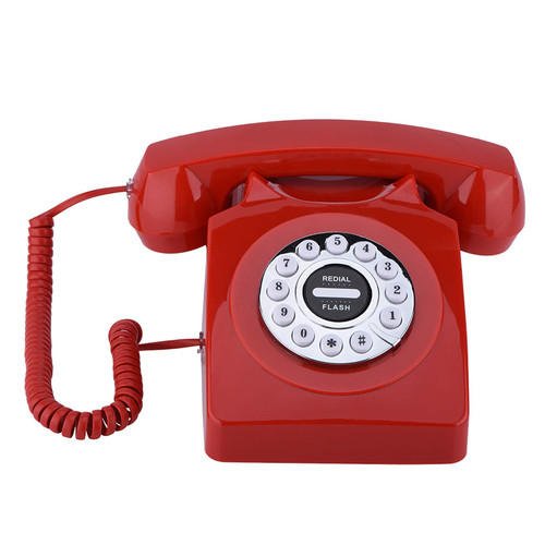 Retro Vintage Telephone, Antique Telephone Numbers Old Phones Landline Telephone Classic Vintage Corded Telephone Dial Button Desk Phone with Redial Function for Home Office(Red)