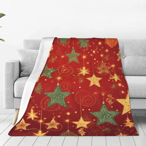 Christmas Print Throw Blanket Lightweight Soft Flannel Blankets Luxury Warm Fleece Blanket for Bed Couch Sofa 60"x50"