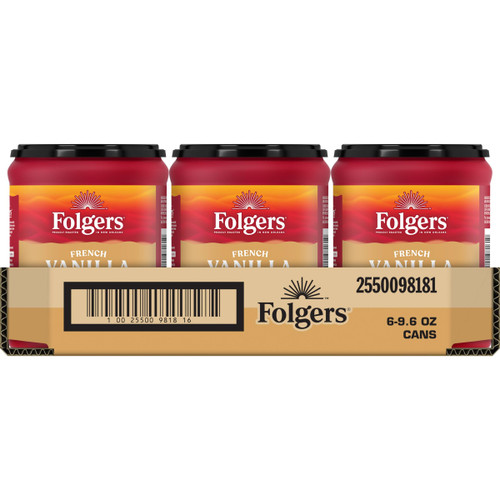 Folgers French Vanilla Flavored Ground Coffee, 9.6 Ounce Canister (Pack of 6)