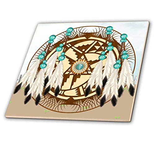 3dRose ct_108087_2 Designer One of a Kind Native American Art Ceramic Tile, 6"