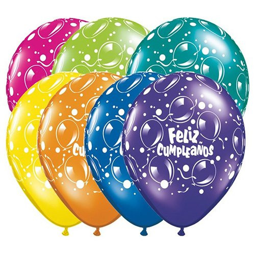 Qualatex Latex 37146-Q CUMPLEANOS SPARKLING BALLOONS, 11", Multicolored