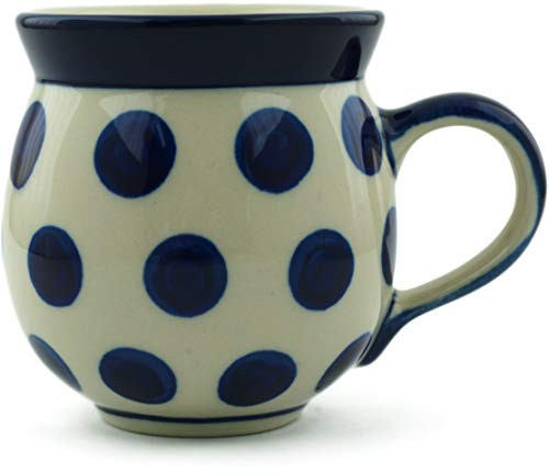 Polish Pottery Coffee Mug Bubble 12 oz Bold Blue Dots