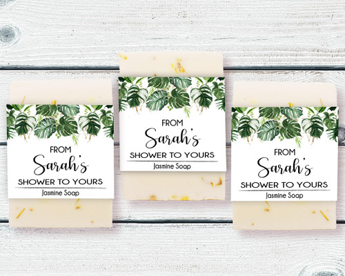 Tropical Greenery Shower Soap Favors, Choose Quantity and Soap Color, Mini Soap Favors for Baby or Bridal Shower