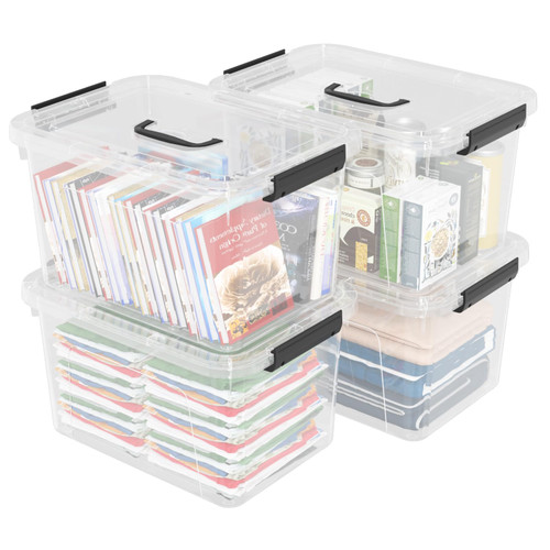 DynkoNA 4-Pack 17.5 Quart Clear Storage Box, Plastic Storage Bin with Lids