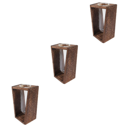 NOLITOY 3pcs Glass Vase Flower Vase Air Plant Terrarium Desk Topper Decorative Floral Vase Test Tube Propagation Station Tabletop Terrarium for Hydroponics Light Bulb Wood To Rotate Nordic
