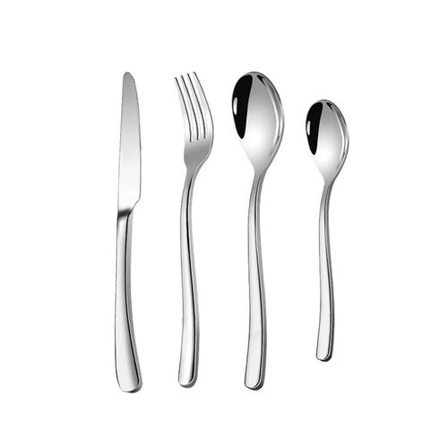 GOODJAYVEN Silverware Flatware Set, 4/16/24/32 Pieces Stainless Steel Cutlery, Forks And Spoons, Steak Cutlery, Coffee Spoons And Tableware Set (Color : Silver, Size : 4Set-16Pcs)