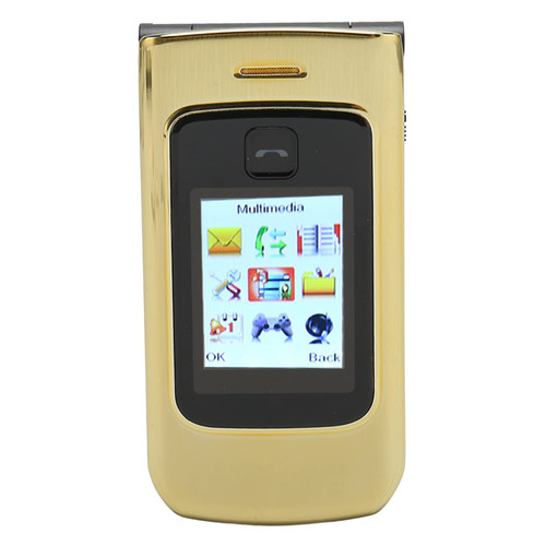 Diyeeni K21 Flip Phone for Seniors 2G, Big Button Flip Cell Phone Unlocked, with 2.4in Touch Screen, Dual Card, Strong Flashlight, Timing Function, Clear Sound Phone for Elderly (Gold)