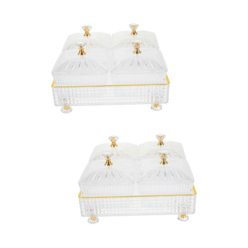 ABOOFAN 2 Sets Snack Compartment Platter divided appetizer serving tray dry fruit dish food storage dish food bowl household divided snack tray decorative trays dried fruit candy