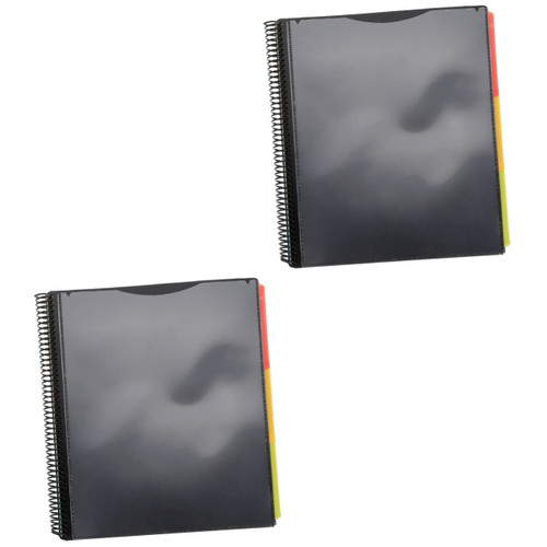 Operitacx 2pcs Coil Notebook Folder Plastic Blinder File Folder Coil Classify Folder File Binder Folder Coded File Organization Letter Size File Folders Information Booklet Spiral Office
