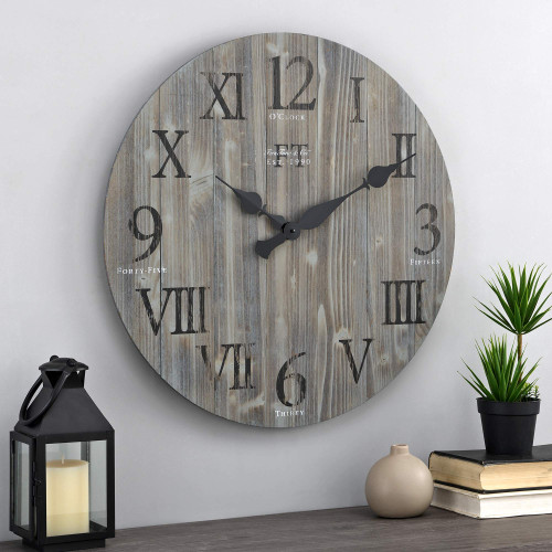 FirsTime & Co. White Rustic Farmhouse Barn Wood Clock, gray, 24 inches (31215)