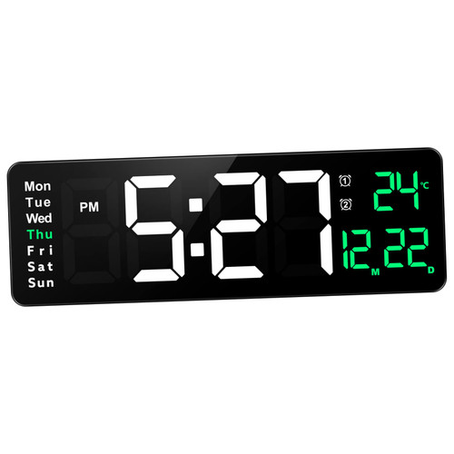 PRETYZOOM 1pc Digital Wall Clock Outdoor Wall Clock Led Wall Clock Digital Calendar Clock Wall Digital Clock Battery Clock Wall Clock Modern Display Screen 3D Plastic