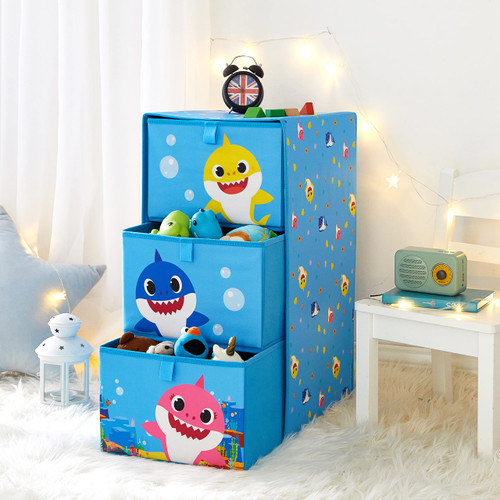 Idea Nuova Nickelodeon Baby Shark 3 Drawer Soft Storage Unit with Poly Canvas Frame