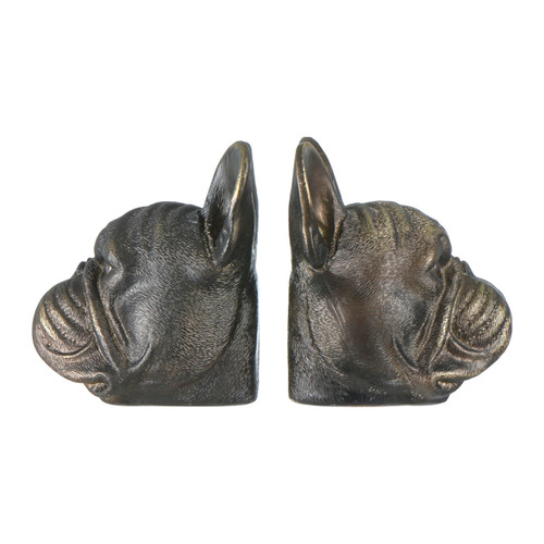 Creative Co-Op Decorative Antique Resin Dog Head Bookends, Bronze, Set of 2