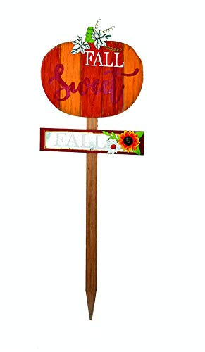Worth Imports 42" Sweet Fall Wood Stake, Orange, White, Green, Silver, Black