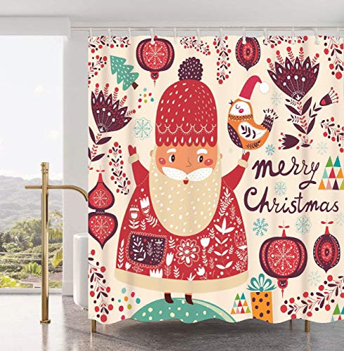 Get Orange Christmas Shower Curtain, Merry Christmas Blue Vibrant Balls Decor Graphic PrintGreen Red Waterproof Polyester Fabric Bathroom Shower Curtain 72X72 Inch