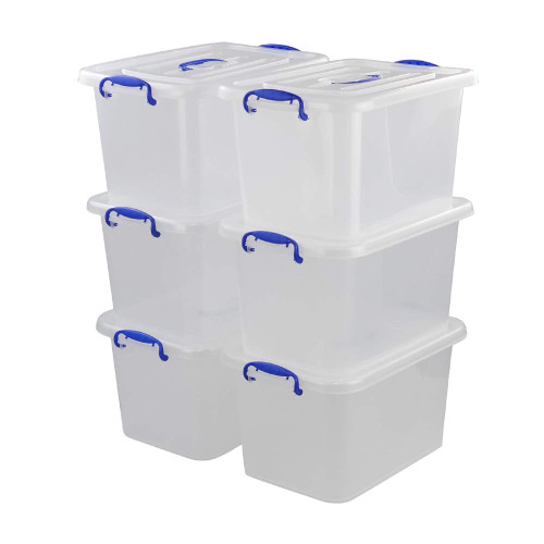 Bringer 6-Pack 12 L Plastic Storage Box, Clear Latch Storage Box