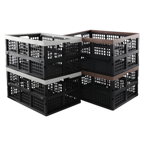 Cand 4 Pack Large Collapsible Crate for Storage, 42 Liter Plastic Folding Crate Box Bin