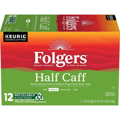 Folgers Half-Caff Medium Roast Coffee, 72 Keurig K-Cup Pods