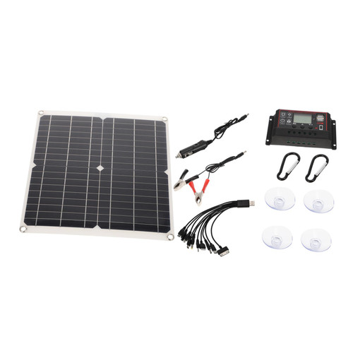 Mikikit 1 Set Marine Equipment Marine Solar Panel Solar Charger Equipment Charging Board Suite Off-Grid Small 25W Solar Panel Charger Controller Solar Panels Battery Chargers Portable