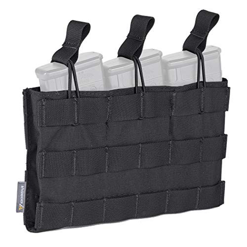 IDOGEAR Open-Top Triple Mag Pouch 5.56mm MOLLE Mag Pouch for M4 M14 M16 Magazine (Black)