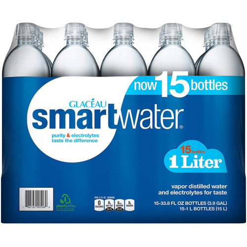 Glaceau SmartWater Water (1 L bottles, 15 Pack)