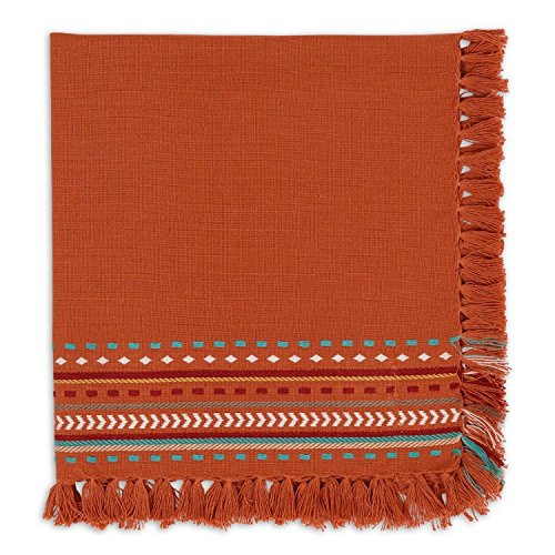 Design Imports Southwest Table Linens, 20-Inch by 20-Inch Napkins, Set of 4, Sedona Sunset Hacienda Fringe